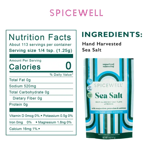 Miniatura 2 de Spicewell Bolsa de sal marina – Cosechada artesanalmente a mano, alta en electrolitos, magnesio, potasio y calcio, sin lona de plástico, sin yodo, 5