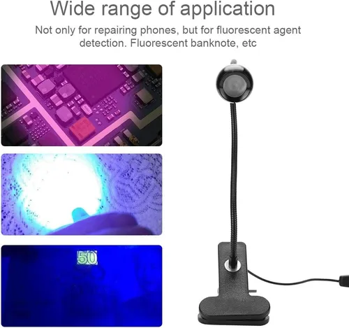 Miniatura 9 de Tiiyee Luz negra LED UV, 3 W, 395 nm, cuello de cisne flexible, luz negra, UV, lámpara de curado ultravioleta, lámpara portátil de cuello de cisne
