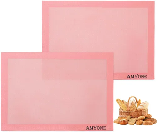 Miniatura 8 de AMYONE Alfombrillas Perforadas para Hornear, 2 Piezas Alfombrilla de Silicona Eclair para Media Bandeja, Forros Antiadherentes Reutilizables
