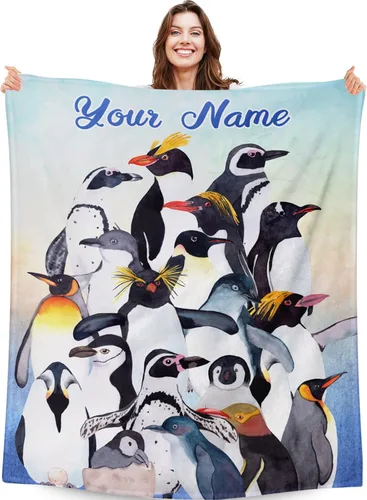 Miniatura 9 de Manta de pingüino para regalo, 40 x 30 pulgadas, bonita manta para niños, niñas y niños, manta negra suave y mullida para regazo y silla