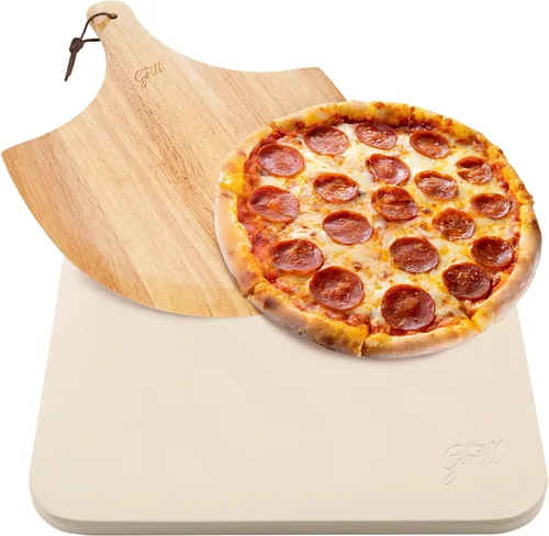 Miniatura 11 de Hans Grill - Piedra para pizza PRO XL, piedra para hornear para pizzas para uso en horno, parrilla o barbacoa, pala de pizza de aluminio anodizado