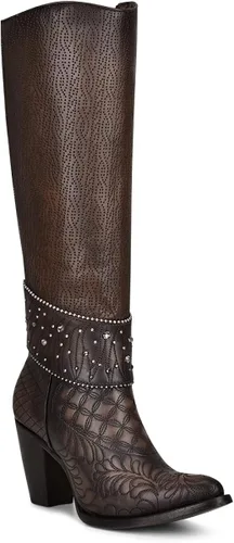 Miniatura 2 de Cuadra Botas altas para mujer en cuero bovino marrón