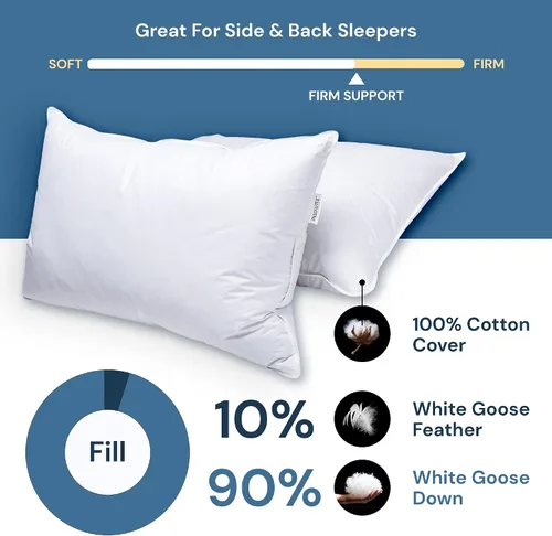 Miniatura 7 de Almohada firme de plumón de ganso blanco de gama alta estándar
