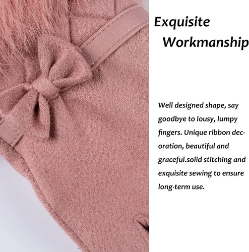 Miniatura 4 de Hysenm Women Winter Gloves With Touch Screen Fingers Warm Suede Gloves Texting Thermal Windproof Mittens for Driving Running