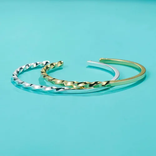 Miniatura 4 de UNY JEWEL La joyería hace una declaración de alambre de cable medio trenzado medio striaght brazalete hace un elegante regalo de Navidad