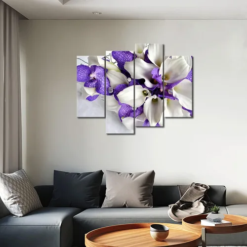 Miniatura 5 de Arte de pared de flores moradas, lienzo de lirio de cala, ramo de flores, fotos de cocina, impresión en lienzo con flores para sala de estar
