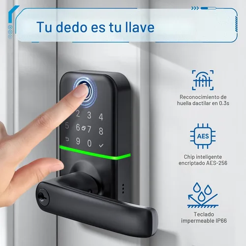 Miniatura 3 de Cerradura de puerta inteligente con teclado y manija: Cerradura sin llave con huella dactilar Kucacci - Manija de código digital con teclado