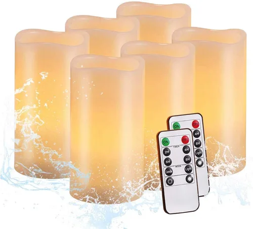 Miniatura 9 de Velas sin llama, juego de 10 velas LED parpadeantes (4 pulgadas, 5 pulgadas, 6 pulgadas, 7 pulgadas x 2.2 pulgadas de profundidad), velas Paquete