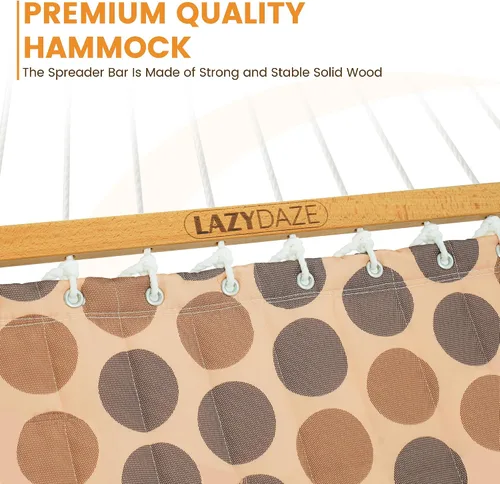 Miniatura 4 de Lazy Daze Hammocks Hamaca de tela acolchada de 12 pies con almohada suave, hamaca doble para 2 personas con barra separadora para patio exterior
