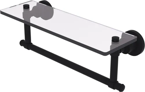 Miniatura 30 de Allied Brass WS-1TB/16-SN Estante de vidrio con toallero, 16 pulgadas x 5 pulgadas Níquel Satinado