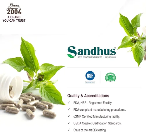 Miniatura 6 de Sandhu's Guduchi (Tinospora Cordifolia) Giloy 100 cápsulas vegetarianas de apoyo inmunológico 1000mg por porción