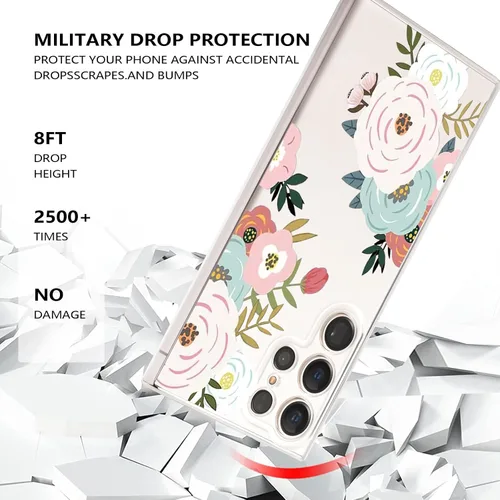 Miniatura 3 de Funda ultra transparente para Samsung Galaxy S23 con diseño de flores, TPU suave y delgado, patrón floral, transparente, funda protectora para niñas