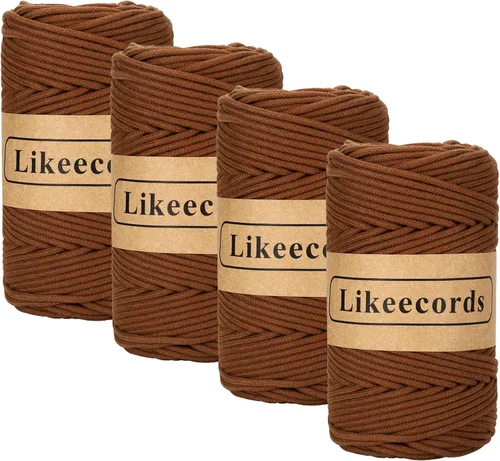 Miniatura 8 de Cordón de Algodón Trenzado 3mm x 109 yardas - Cuerda de Macramé Colorida para Manualidades, Ganchos, Colgantes de Pared - 100% Algodón Natural