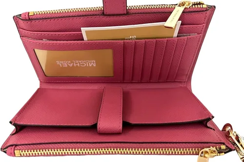 Miniatura 4 de Michael Kors - Billetera de viaje con doble cremallera, para mujer, modelo Jet Set, con correa para la muñeca