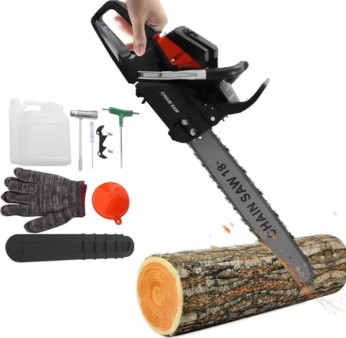 Miniatura 3 de LOYALHEARTDY Sierra de cadena de 58 cc 2 ciclos 4.4 Hp Sierras de gasolina de mano 18 pulgadas motosierra para árboles de madera corte jardín granja