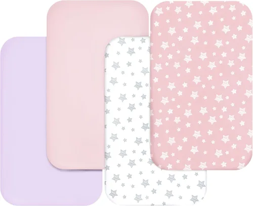Miniatura 9 de Sábanas de moisés para niñas, paquete de 4 (33 x 20 pulgadas), compatibles con AirClub, Mika Micky, Baby Delight, Dream On Me, Koola Baby, AMKE