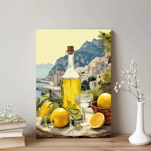 Miniatura 3 de FWLBUGRA Impresión de Pared de Limoncello Italiano Decoración Rústica Regalo Perfecto de Inauguración de Casa Arte de Limón de Amalfi Arte de Comida