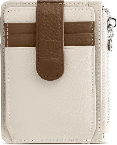 Miniatura 11 de Cartera delgada para mujer, de piel auténtica, tarjetero delgado con bloqueo RFID, carteras pequeñas