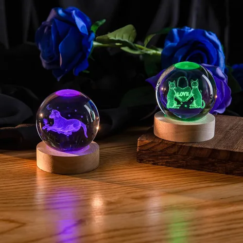 Miniatura 6 de Luz romántica de regalo de cristal para gatos, luz nocturna 3D para parejas, Love-Cat