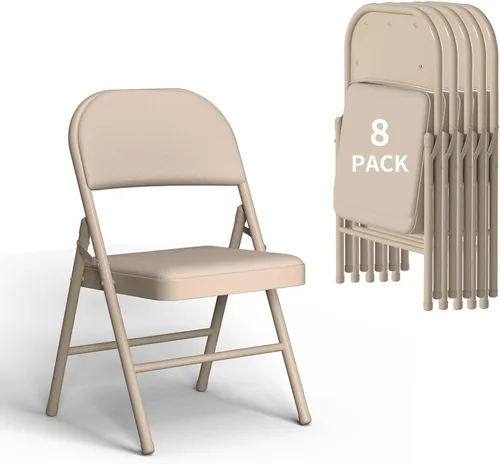 Miniatura 18 de SHGJ&SOFT Juego de 2 sillas plegables con asientos y respaldos acolchados, silla con marco de metal negro para interiores y exteriores, oficina