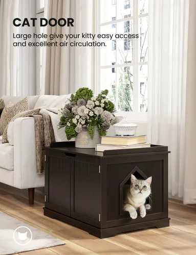 Miniatura 2 de Muebles de caja de arena para gatos, caja de arena oculta para gatos de interior, amplios muebles de baño para gatos con divisor extraíble, fácil