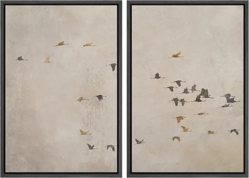 Miniatura 96 de SIGNWIN Lienzo enmarcado para pared, ilustraciones abstractas texturizadas en tonos beige terrosos, arte moderno, decorativo, contemporáneo