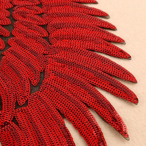 Miniatura 4 de Sun Kea 1 par de lentejuelas alas de ángel motivo DIY bordado hierro en parche apliques decoración rojo