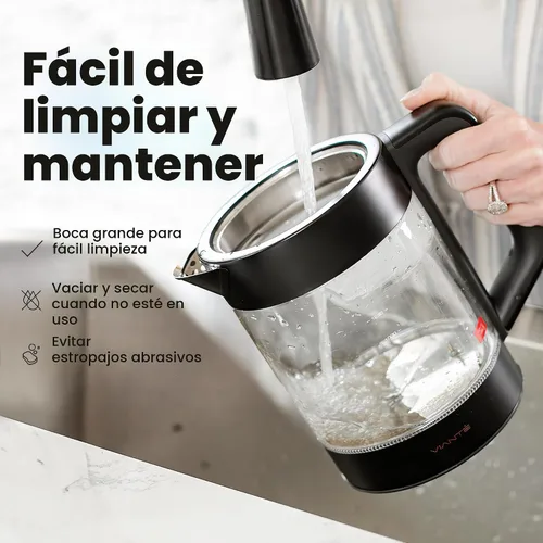 Miniatura 9 de Vianté - Tetera eléctrica con infusor para hojas sueltas. Elaborador de té caliente con control de temperatura y apagado automático. Tetera