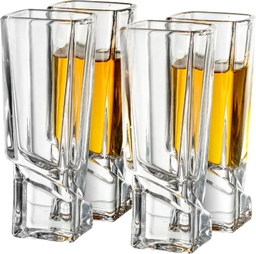 JoyJolt Carre Vasos de tiro cuadrados con base pesada Set de 4, 1.8 onzas
