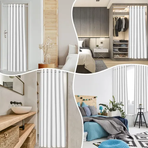 Miniatura 6 de Erosebridal Cortinas opacas de hojas para ventana de puerta, cortinas opacas de hojas blancas y negras, cortina de puerta de hojas, plantas Hojas