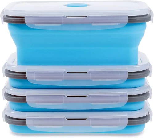 Miniatura 27 de Recipientes plegables extra grandes para almacenamiento de alimentos con tapa y ventilación de aire, 58 oz, paquete de 4, recipiente plegable XL