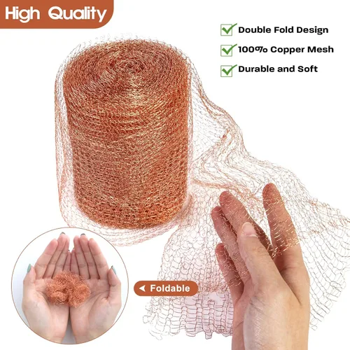 Miniatura 3 de Rollo de malla de cobre para repelente de ratones y ratas, resistente lana de cobre de 5" x 50' para trampa de ratón para control de murciélagos