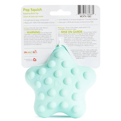 Miniatura 5 de Munchkin Juguete de baño Pop Squish, juguete de bañera para bebés y niños pequeños sin moho con juego sensorial y antiestrés, estrella de mar