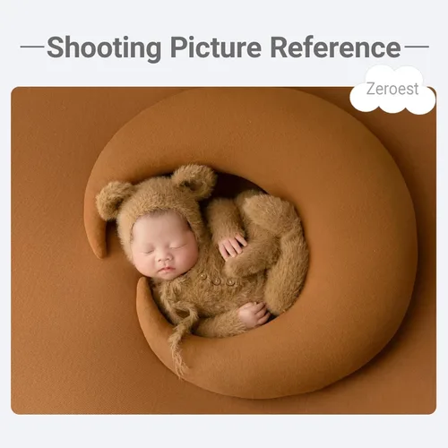 Miniatura 2 de Zeroest Accesorios de fotografía para recién nacidos, trajes de niño, accesorios para fotos de oso y niña, gorro con pies, mameluco de manga Marrón