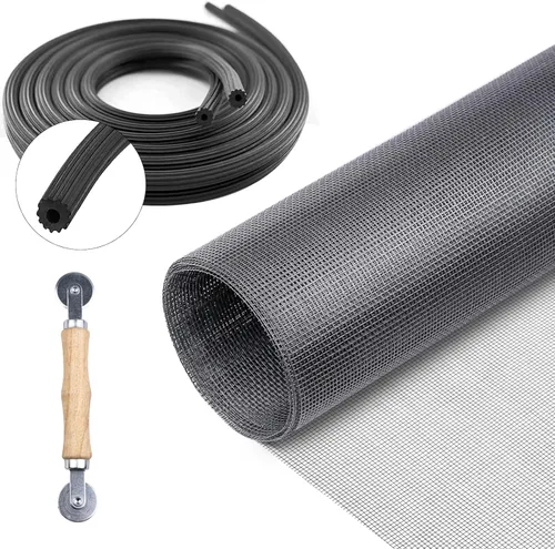 Miniatura 6 de Kit de reparación de pantalla para ventanas y puertas, pantallas de fibra de vidrio ajustables de 48 x 100 pulgadas con herramienta rodante y ranura