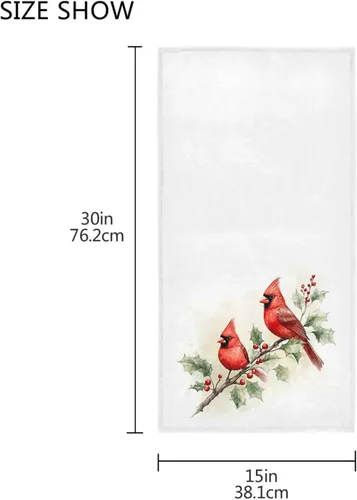 Miniatura 3 de Cardinals - Toallas de mano de nieve con ramas de acebo y pájaro rojo, de 16 x 30 pulgadas, toalla de baño de invierno, ultra suave, altamente