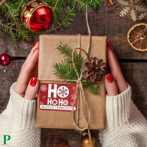 Miniatura 3 de Etiquetas adhesivas de regalo de Navidad de gran tamaño de 80 unidades, 8 diseños jumbo - Etiqueta de regalo de Navidad con "de" y "para", etiquetas