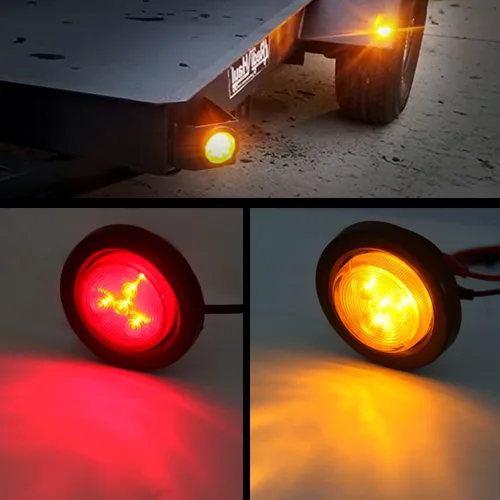 Miniatura 4 de 10 piezas de luces LED de 2 pulgadas redondas, luces de marcador lateral y de despegue de remolque redondas de 2 pulgadas, 4 luces LED selladas