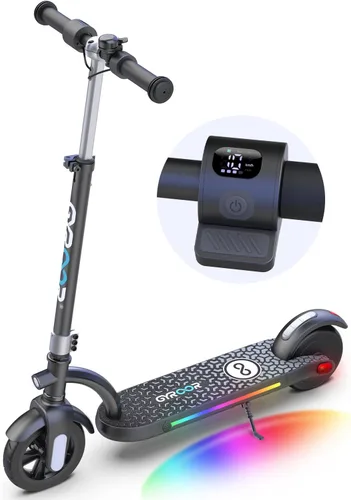 Gyroor H40 Kids Electric Scooter, 180W Motor, Up to 10 MPH, LED Display & Colorful Lights, Adjustable Height, for Boys & Girls Ages 8-12, Great Tono