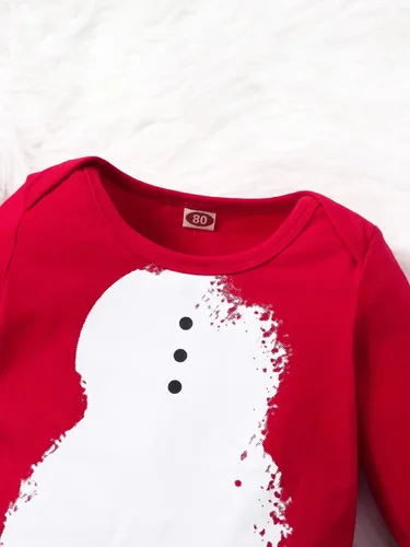 Miniatura 4 de Mameluco de algodón para bebé niño y niña mameluco de muñeco de nieve para bebé traje de 2 piezas ropa de otoño e invierno