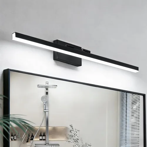 Miniatura 17 de IZORRO Moderna lámpara de tocador de baño de 16 pulgadas, giratoria, 12 W, regulable, lámpara LED sobre el espejo, barra de luz negra para tocador