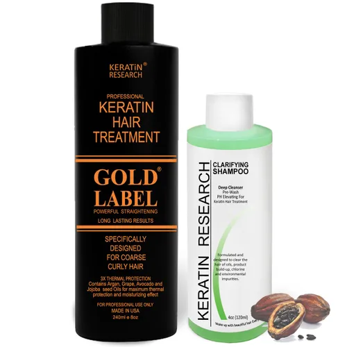 GOLD LABEL Tratamiento de queratina para alisar el cabello para todo tipo de cabello, colores y condiciones, alisado de larga duración, elimina el