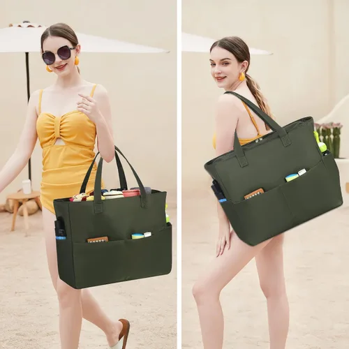 Miniatura 5 de Bolsa de playa y piscina para mujer, grande, bolsa de gimnasio con compartimento húmedo para viajes, impermeable
