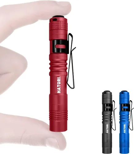 HATORI Linterna LED brillante, súper mini linterna con luz de flash de alta lúmenes, luz de bolígrafo, linternas pequeñas para emergencias, linterna