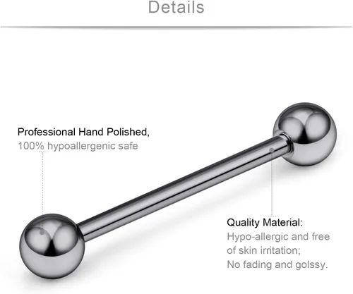 Miniatura 3 de SCERRING Piercing de titanio de grado 23 con rosca externa para pezón, retenedor de piercing 14G y 16G, se vende por par