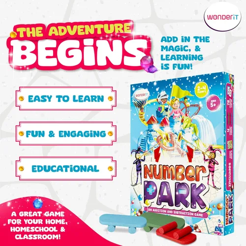 Miniatura 2 de Number Park - Juegos de matemáticas de suma y resta para niños de 5 a 8 años - Divertido juego educativo de aprendizaje - Juegos de mesa para jardín