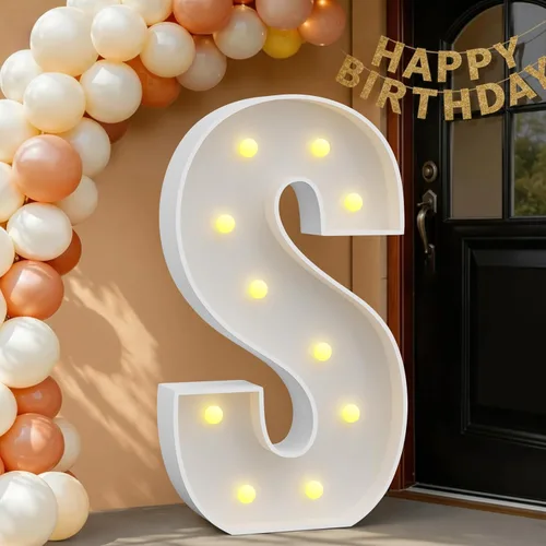 Miniatura 20 de IMPRSV Letras de mosaico iluminadas de marquesina, 4 pies para globos y fiestas, decoración de kit de arco