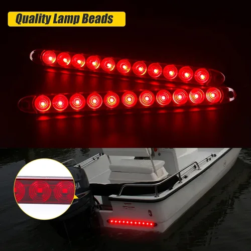 Miniatura 2 de Barra de luz roja para remolque, barra de luz trasera de 11 LED de 15 pulgadas, para estacionamiento/freno/giro/señal/marcador, luces de remolque