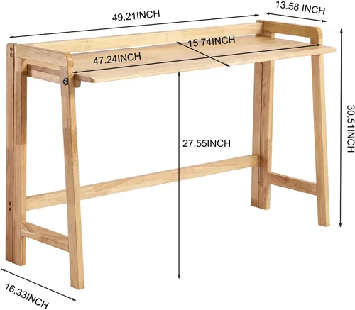 Miniatura 2 de Escritorio plegable de madera maciza, mesa moderna de mediados de siglo, escritorio plegable para computadora de escritura de 47 pulgadas