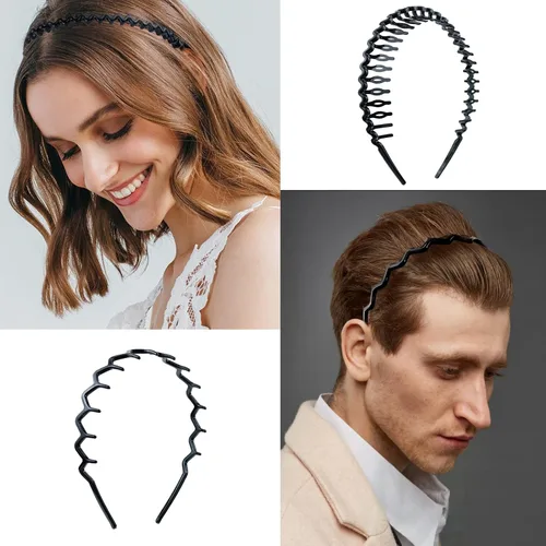 Miniatura 2 de BOYIVI 8 diademas de plástico antideslizantes con dientes, peines delgados para el cabello, accesorio para el cabello para mujeres y hombres, Negro